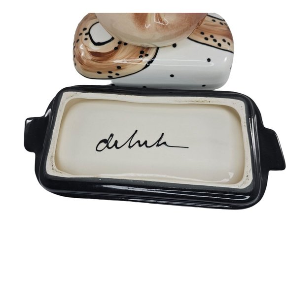 Bagel Shaped Butter Dish Studio Pottery Signed - Picture 8 of 8